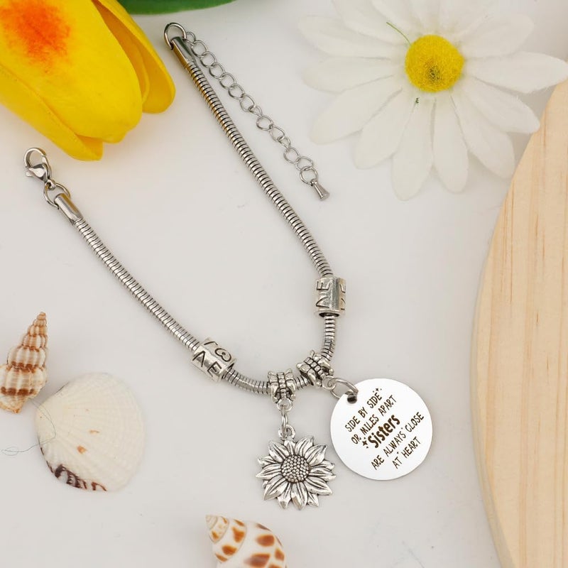 EGHTvmok Sister Birthday Gifts Christmas Mothers Day Sisters Graduation Valentines Bracelet Sunflower,Butterfly,Elephant - Image 5